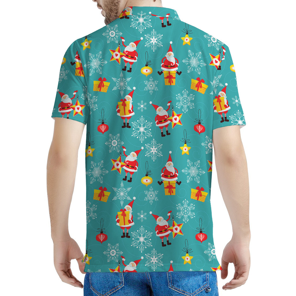 Christmas Santa Gift Pattern Print Men's Polo Shirt