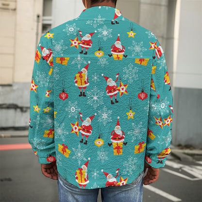 Christmas Santa Gift Pattern Print Men's Shirt Jacket