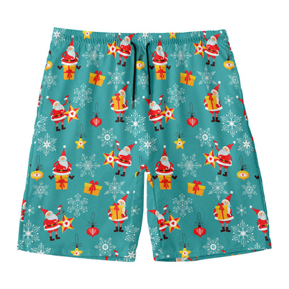 Christmas Santa Gift Pattern Print Men's Swim Trunks
