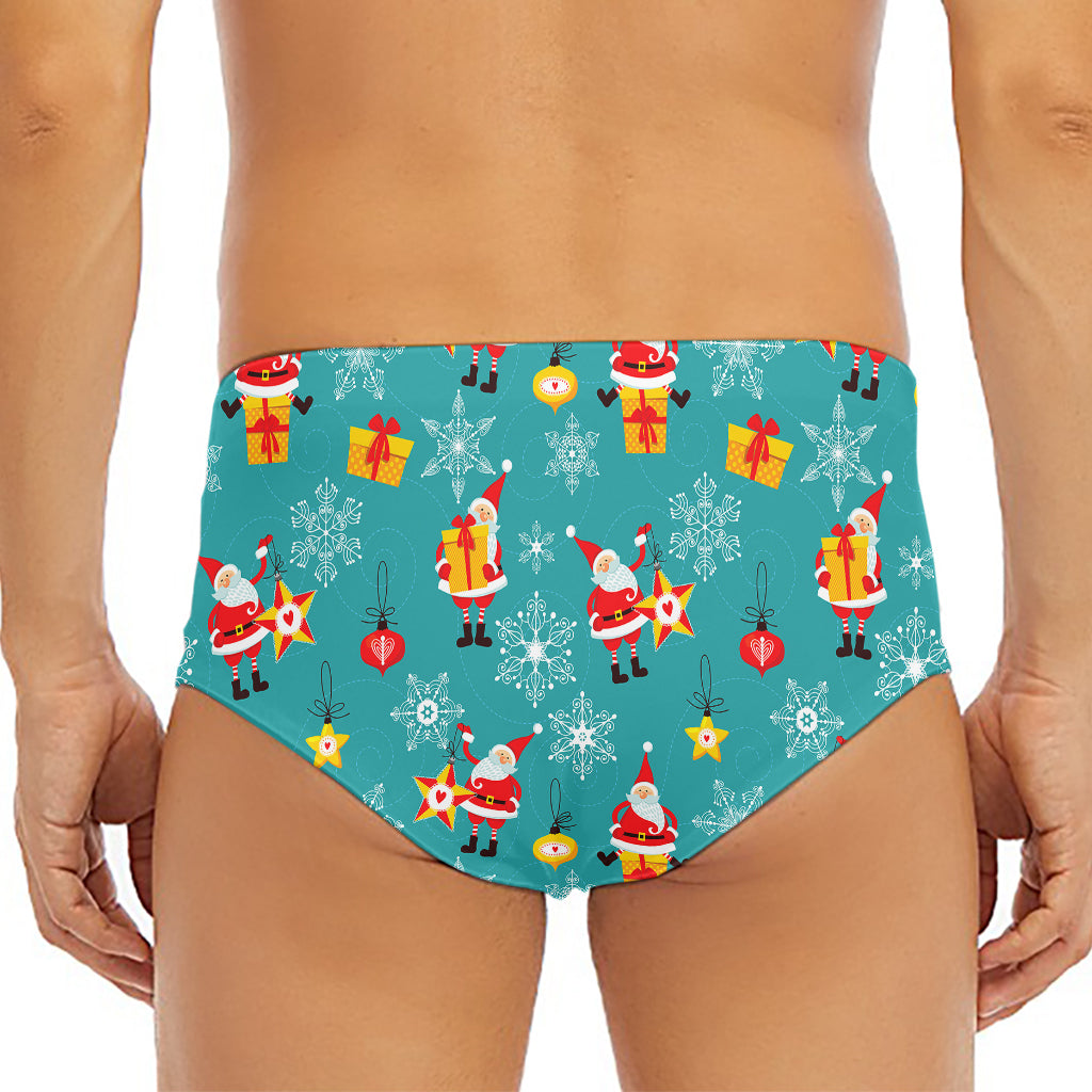 Christmas Santa Gift Pattern Print Men's Triangle Swim Briefs