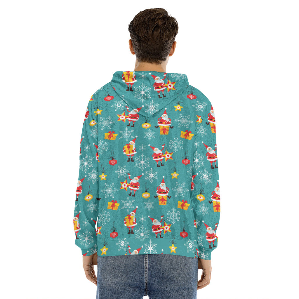 Christmas Santa Gift Pattern Print Men's Velvet Pullover Hoodie