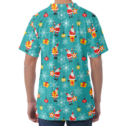 Christmas Santa Gift Pattern Print Men's Velvet T-Shirt