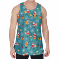 Christmas Santa Gift Pattern Print Men's Velvet Tank Top