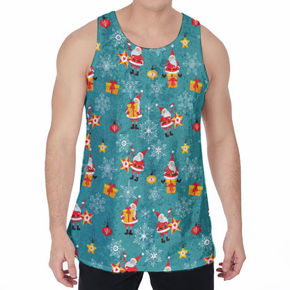 Christmas Santa Gift Pattern Print Men's Velvet Tank Top