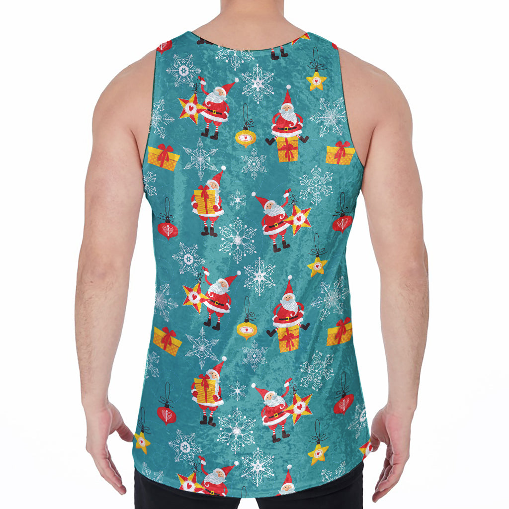 Christmas Santa Gift Pattern Print Men's Velvet Tank Top