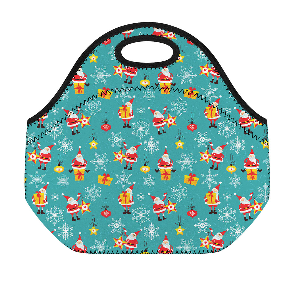 Christmas Santa Gift Pattern Print Neoprene Lunch Bag