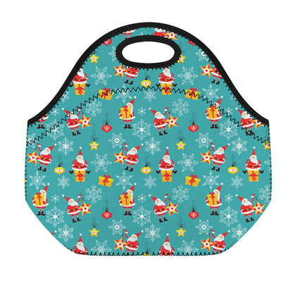 Christmas Santa Gift Pattern Print Neoprene Lunch Bag