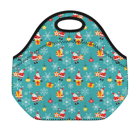 Christmas Santa Gift Pattern Print Neoprene Lunch Bag