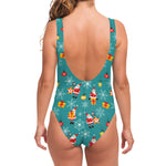 Christmas Santa Gift Pattern Print One Piece Swimsuit