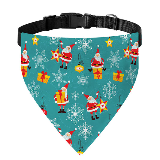 Christmas Santa Gift Pattern Print Over The Collar Dog Bandana
