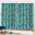 Christmas Santa Gift Pattern Print Pencil Pleat Curtains