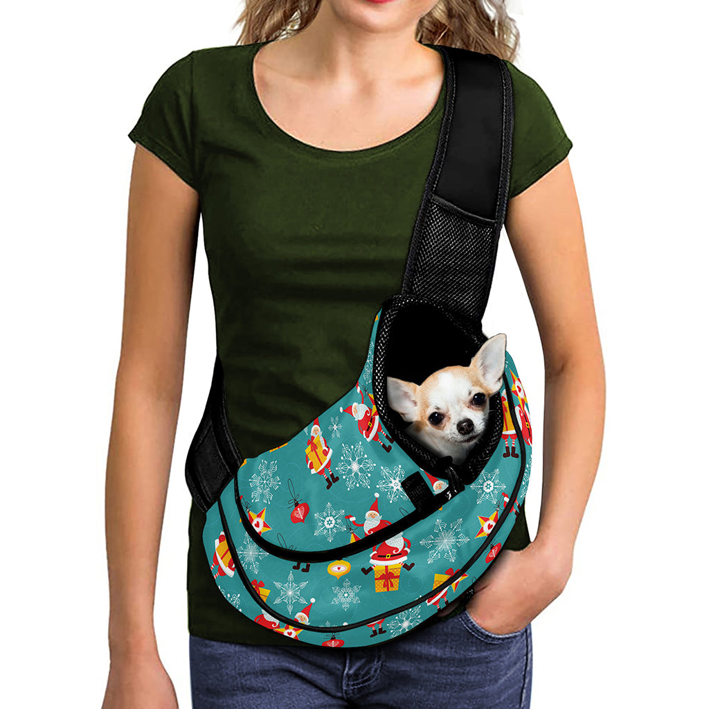 Christmas Santa Gift Pattern Print Pet Sling Carrier