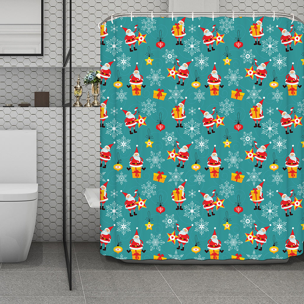 Christmas Santa Gift Pattern Print Polyester Shower Curtain