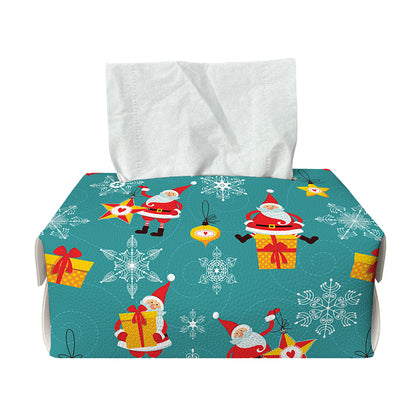 Christmas Santa Gift Pattern Print Rectangle Tissue Box Cover