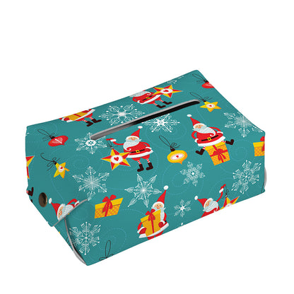 Christmas Santa Gift Pattern Print Rectangle Tissue Box Cover