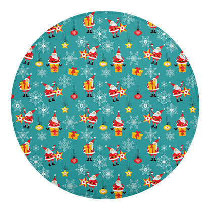 Christmas Santa Gift Pattern Print Round Blanket