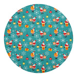 Christmas Santa Gift Pattern Print Round Blanket