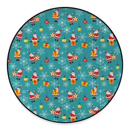 Christmas Santa Gift Pattern Print Round Floor Mat
