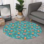 Christmas Santa Gift Pattern Print Round Rug