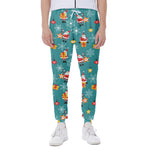 Christmas Santa Gift Pattern Print Scuba Joggers