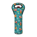 Christmas Santa Gift Pattern Print Single Neoprene Wine Tote