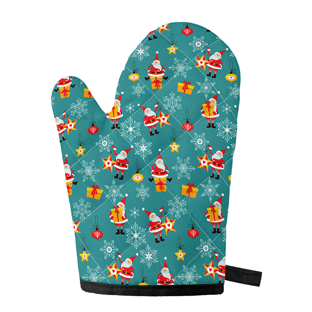 Christmas Santa Gift Pattern Print Single Oven Mitt