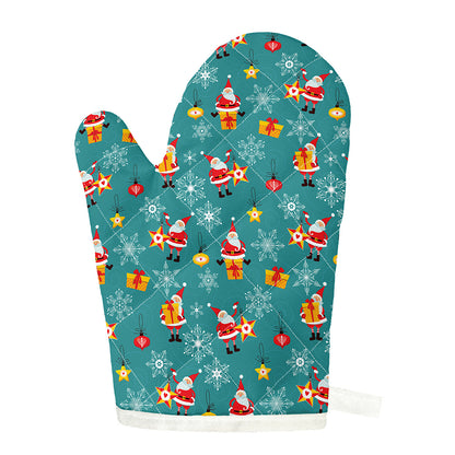 Christmas Santa Gift Pattern Print Single Oven Mitt