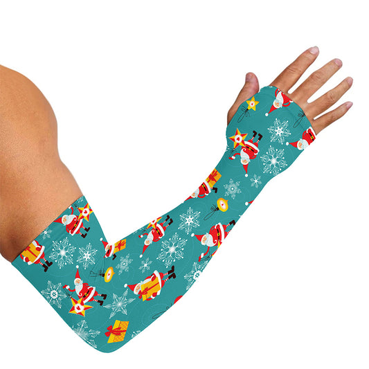 Christmas Santa Gift Pattern Print Sun Protection Arm Sleeves