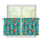 Christmas Santa Gift Pattern Print Tier Curtains