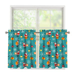 Christmas Santa Gift Pattern Print Tier Curtains