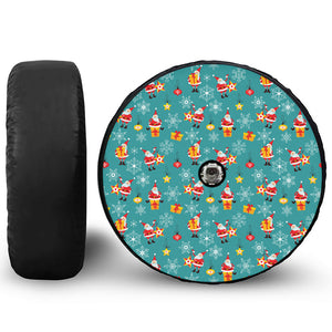 Christmas Santa Gift Pattern Print Tire Cover With Camera Hole