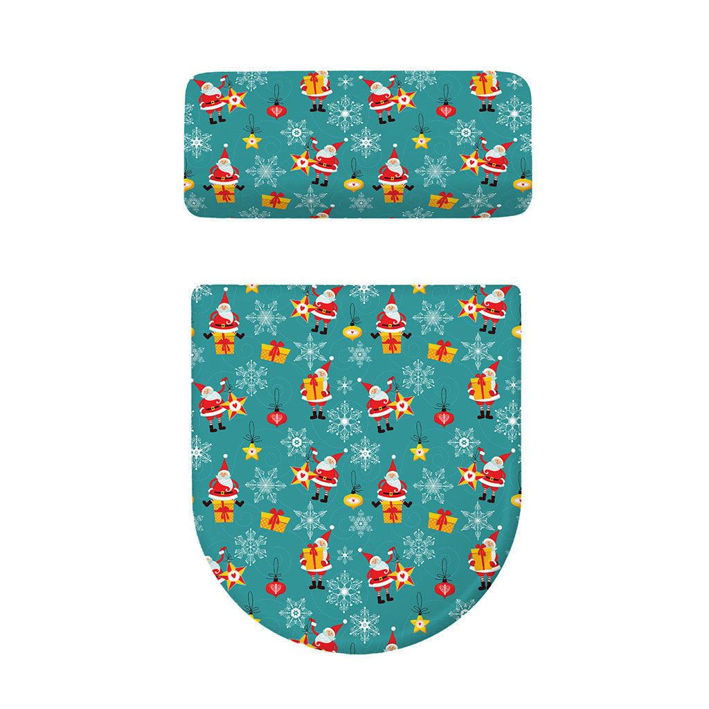 Christmas Santa Gift Pattern Print Toilet Lid And Tank Cover Set