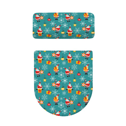 Christmas Santa Gift Pattern Print Toilet Lid And Tank Cover Set
