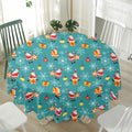 Christmas Santa Gift Pattern Print Waterproof Round Tablecloth