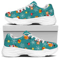 Christmas Santa Gift Pattern Print White Chunky Shoes