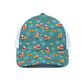 Christmas Santa Gift Pattern Print White Mesh Trucker Hat