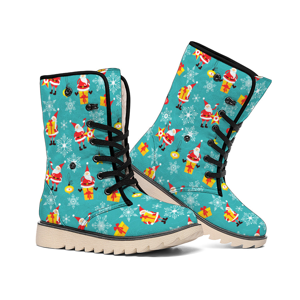 Christmas Santa Gift Pattern Print Winter Boots