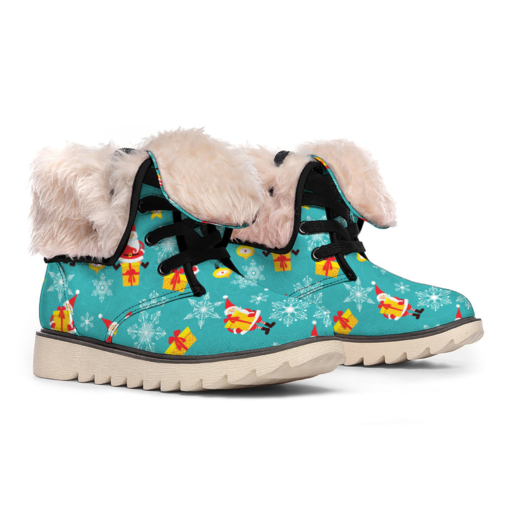 Christmas Santa Gift Pattern Print Winter Boots