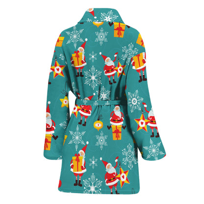 Christmas Santa Gift Pattern Print Women's Bathrobe