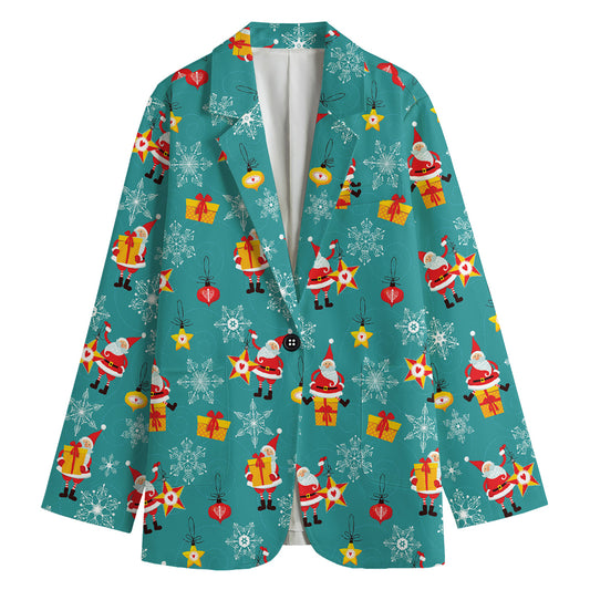 Christmas Santa Gift Pattern Print Women's Blazer