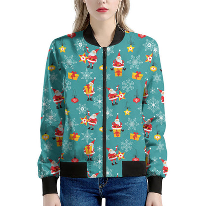 Christmas Santa Gift Pattern Print Women's Bomber Jacket