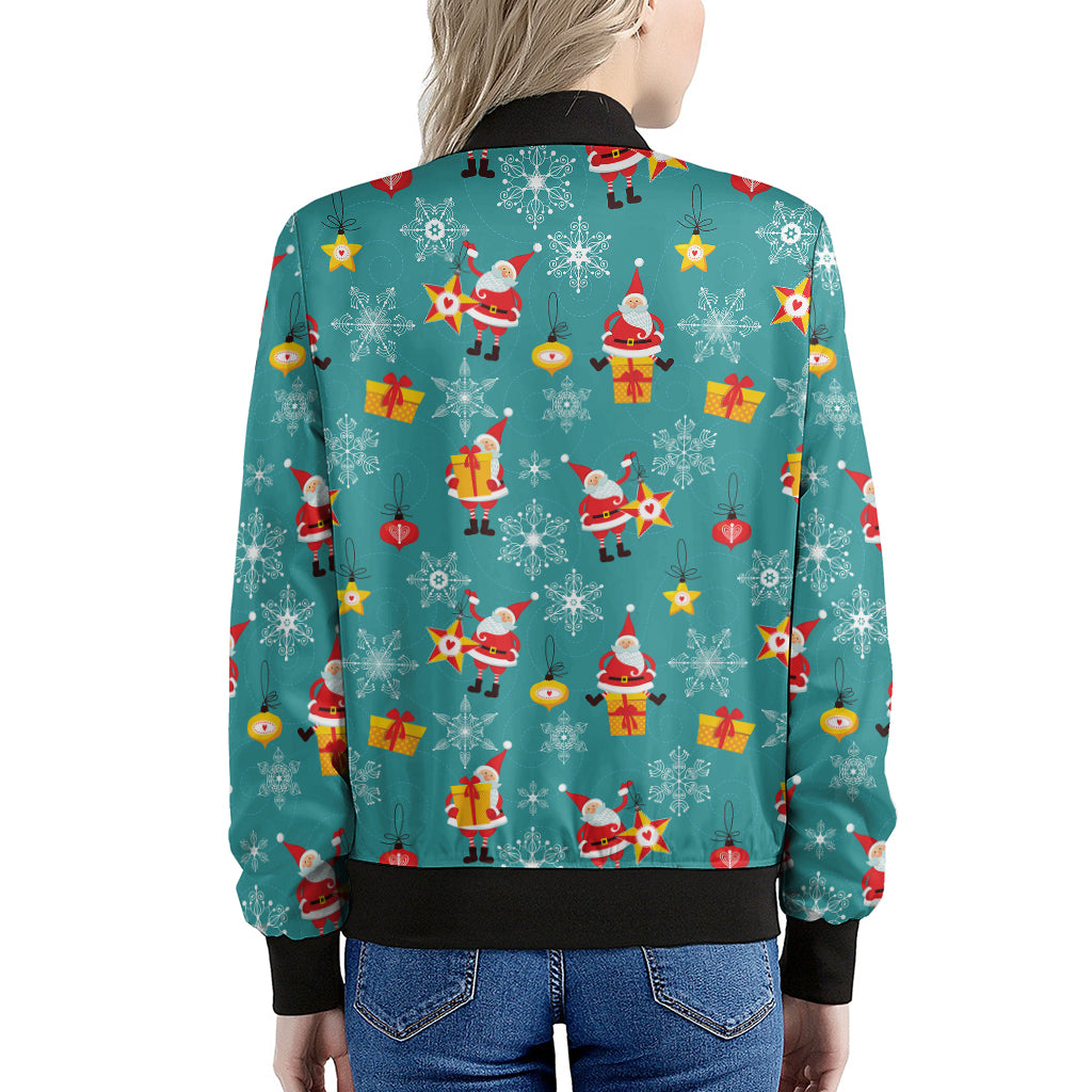 Christmas Santa Gift Pattern Print Women's Bomber Jacket