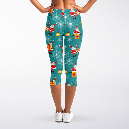 Christmas Santa Gift Pattern Print Women's Capri Leggings