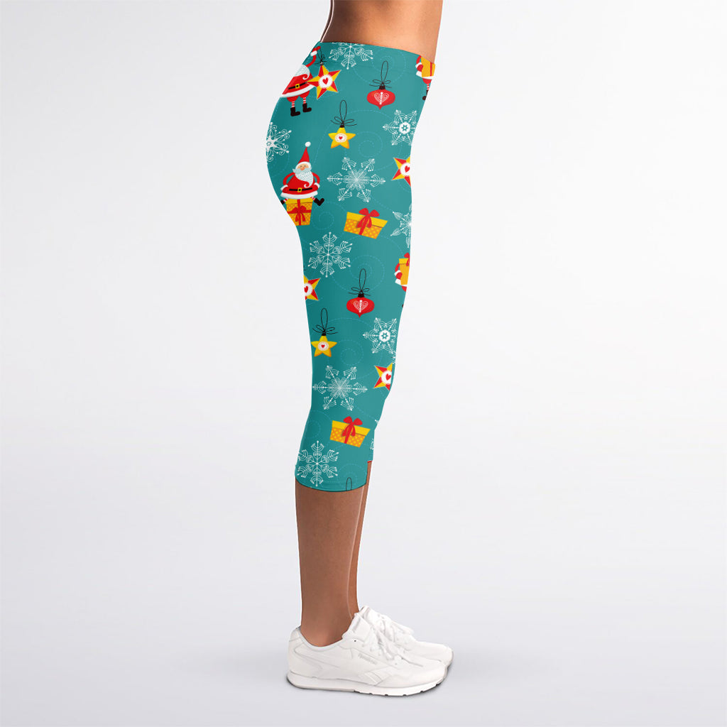 Christmas Santa Gift Pattern Print Women's Capri Leggings
