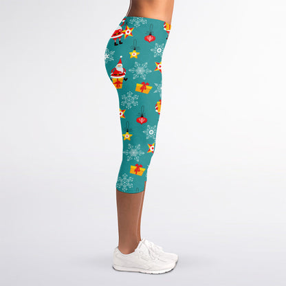 Christmas Santa Gift Pattern Print Women's Capri Leggings