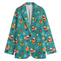 Christmas Santa Gift Pattern Print Women's Cotton Blazer