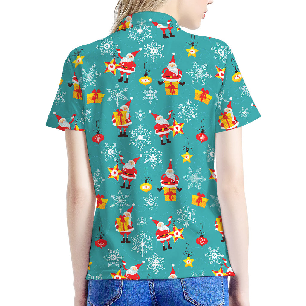 Christmas Santa Gift Pattern Print Women's Polo Shirt