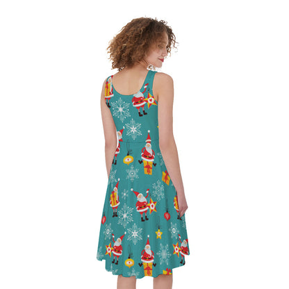 Christmas Santa Gift Pattern Print Women's Sleeveless Dress
