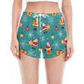 Christmas Santa Gift Pattern Print Women's Split Running Shorts