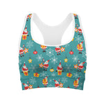 Christmas Santa Gift Pattern Print Women's Sports Bra